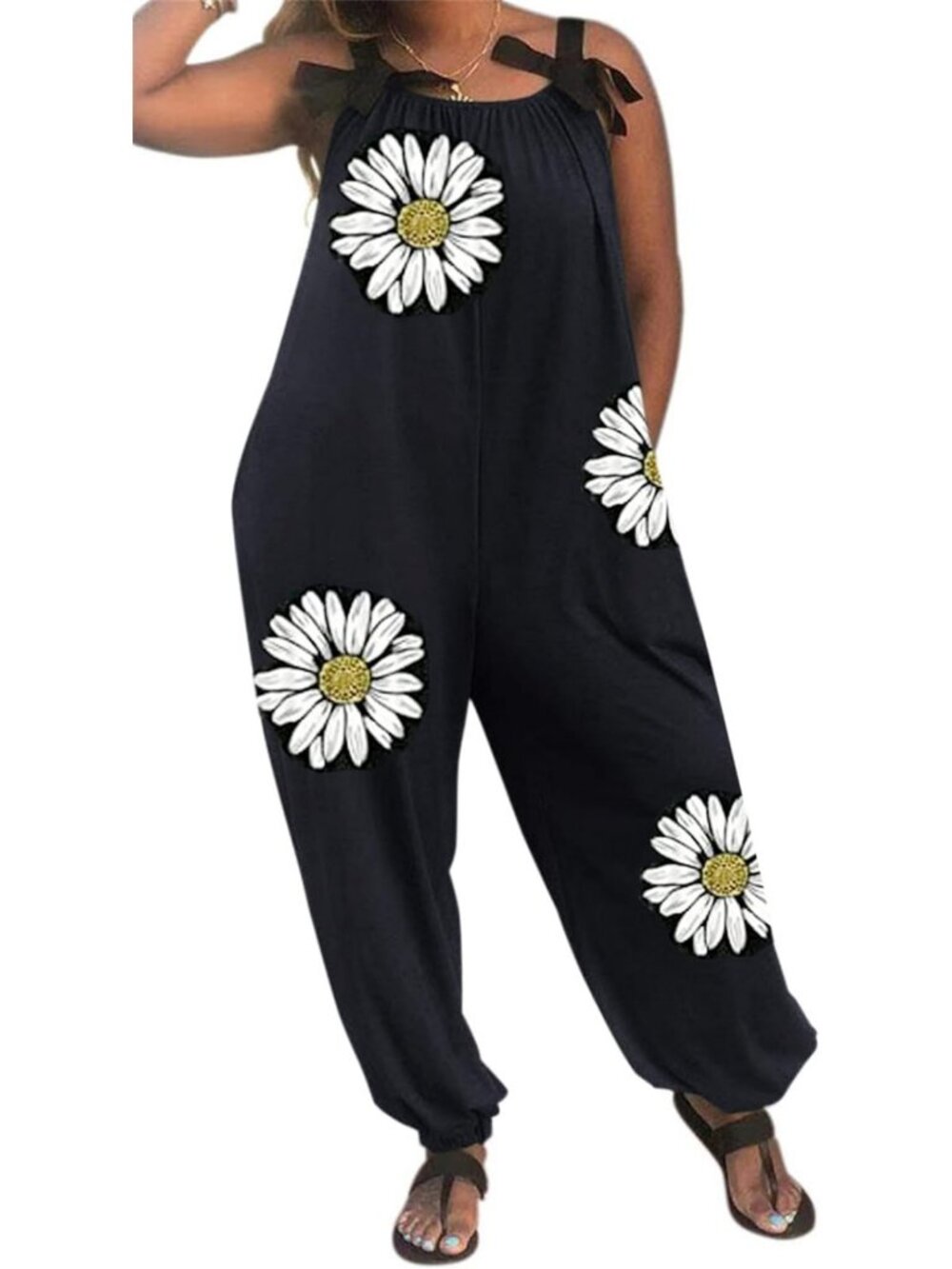 Plus Size Women's Spaghetti Strap Wide Leg Jumpsuit Romper - Stylish